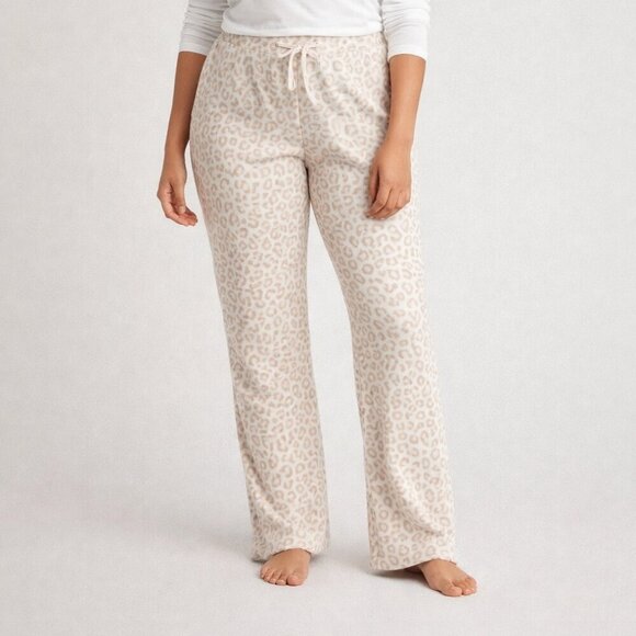 Old Navy Other - Old Navy Tan & White Leopard Fleece Pajama Large Bottoms